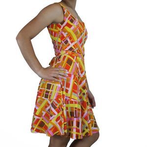 PECK & PECK MULTI COLOR RUFFLE DRESS SZ 8